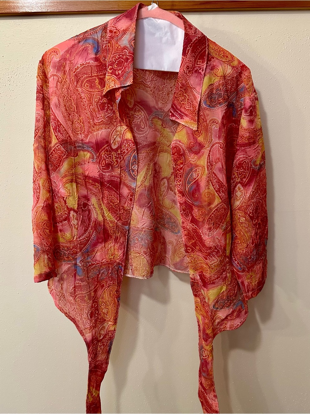 Sheer Paisley Tie-Front Women's Shrug
